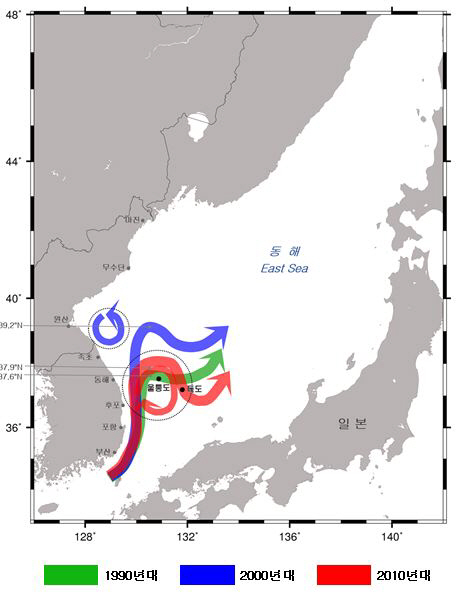 독도 주변 동해어류 소용돌이 변화 커져