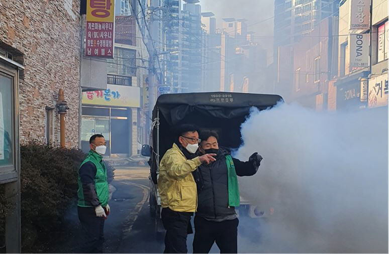 포항시 장량동, 장성시장 부근 현장 집중 방역 실시