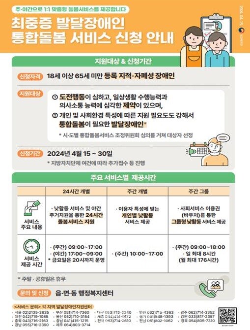 인천시, 최중증 발달장애인 24시간 일대일 지원 서비스