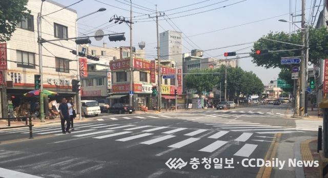 청주시, 석교동 대각선 횡단보도 설치