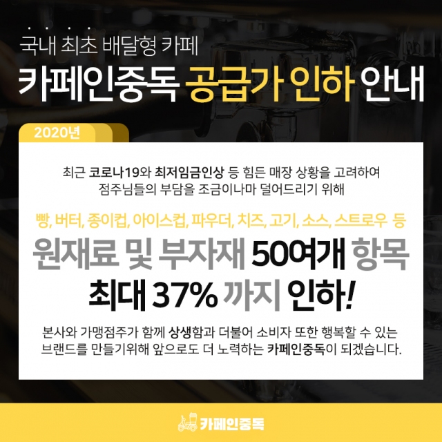 코로나 19, 자영업자들도 비상 부자재 및 원재료 37% 인하에 나선 카페인중독