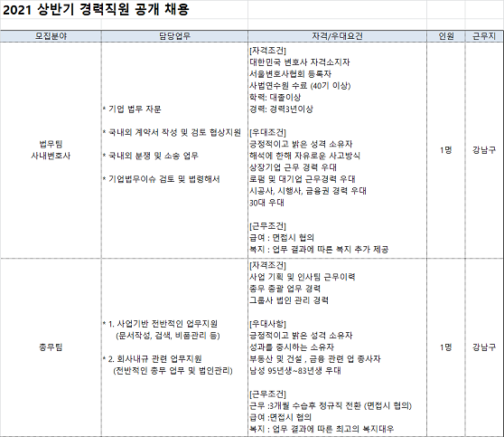 논현에스에이치, 21년 상반기 공채 실시