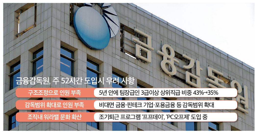 업무범위 늘고 인력 부족한데…금감원, 주52시간 도입의 역설