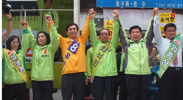 유시민·김진표 광주서 야4당 후보와 유세전