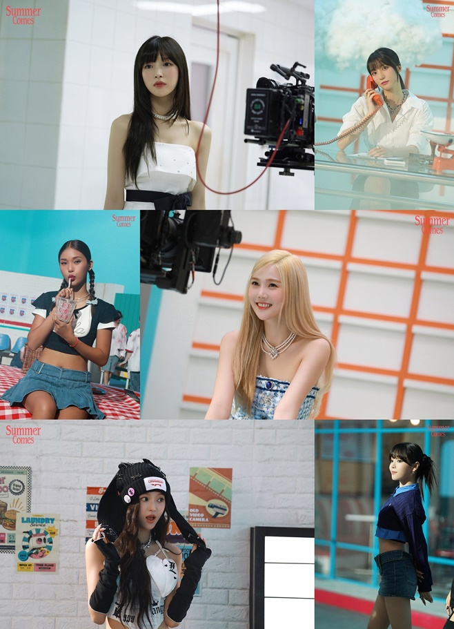 호러VS상큼…오마이걸, 신곡 뮤비 촬영 현장 포착