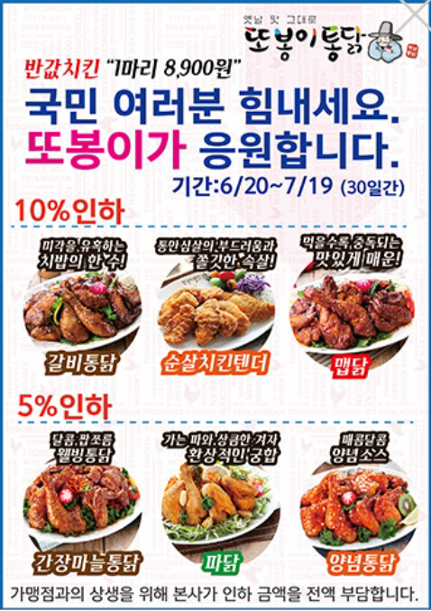 치킨 가격 인상 속 ‘또봉이통닭’은 ‘가격 인하’