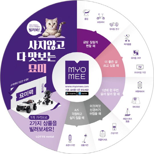 롯데렌탈 묘미, 유아동용품 새상품렌탈 기획전 진행
