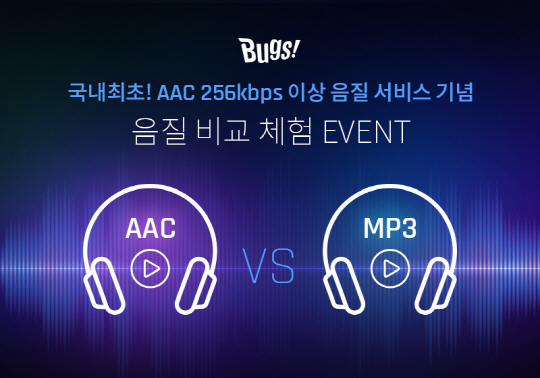 AAC 256kbps 고음질 스트리밍 서비스 나선 벅스, 음질비교 이벤트 실시
