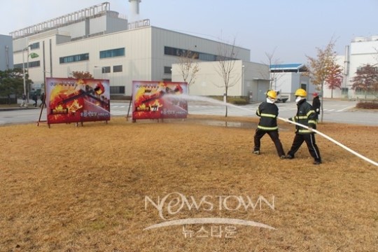 아산소방서, 삼성코닝정밀소재 자위소방대 능력 훈련
