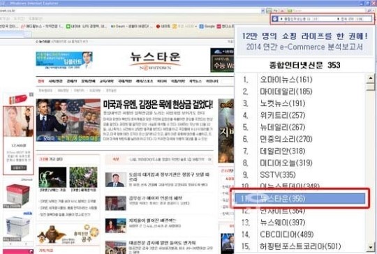 뉴스타운 종합인터넷신문 랭키 주간 순위 4위, 월간 순위 11위