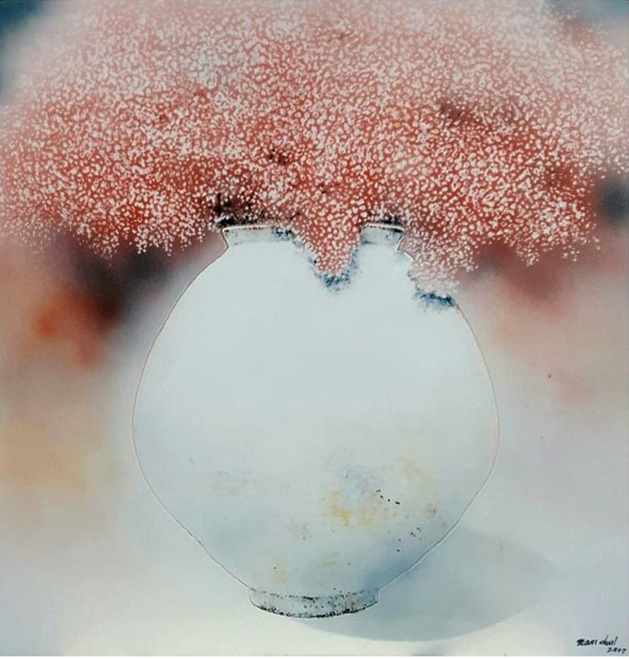 오만철 작가, 도자회화 매력 알리는 달항아리-꽃을 품다展 개최