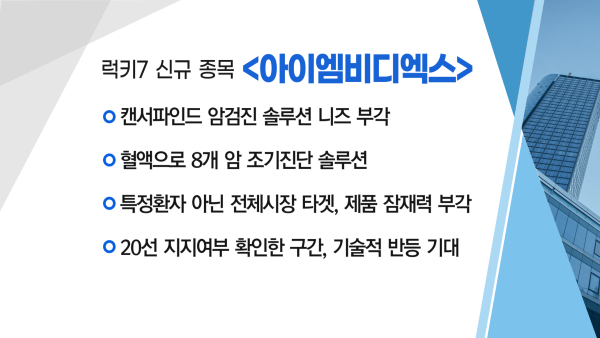 [매매의 기술] 다양한 호흡기질환 진단 라인업 보유 에스디바이오센서 VS 캔서파인드 암검진 솔루션 니즈 부각 아이엠비디엑스
