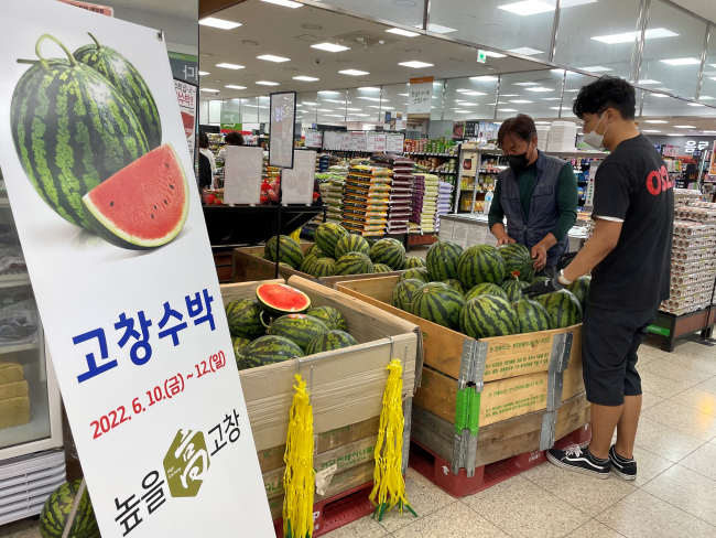 고창수박, 제주도 대정농협 하나로마트 판매장 특판