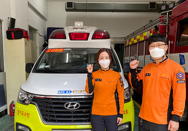 오산소방서 구급 대원들, 구급차 이송 중 심정지 발생 환자 살려 화제