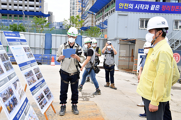 김상호 하남시장, 감일지구 지식산업센터 등 건설현장 코로나 방역 준수 여부 점검