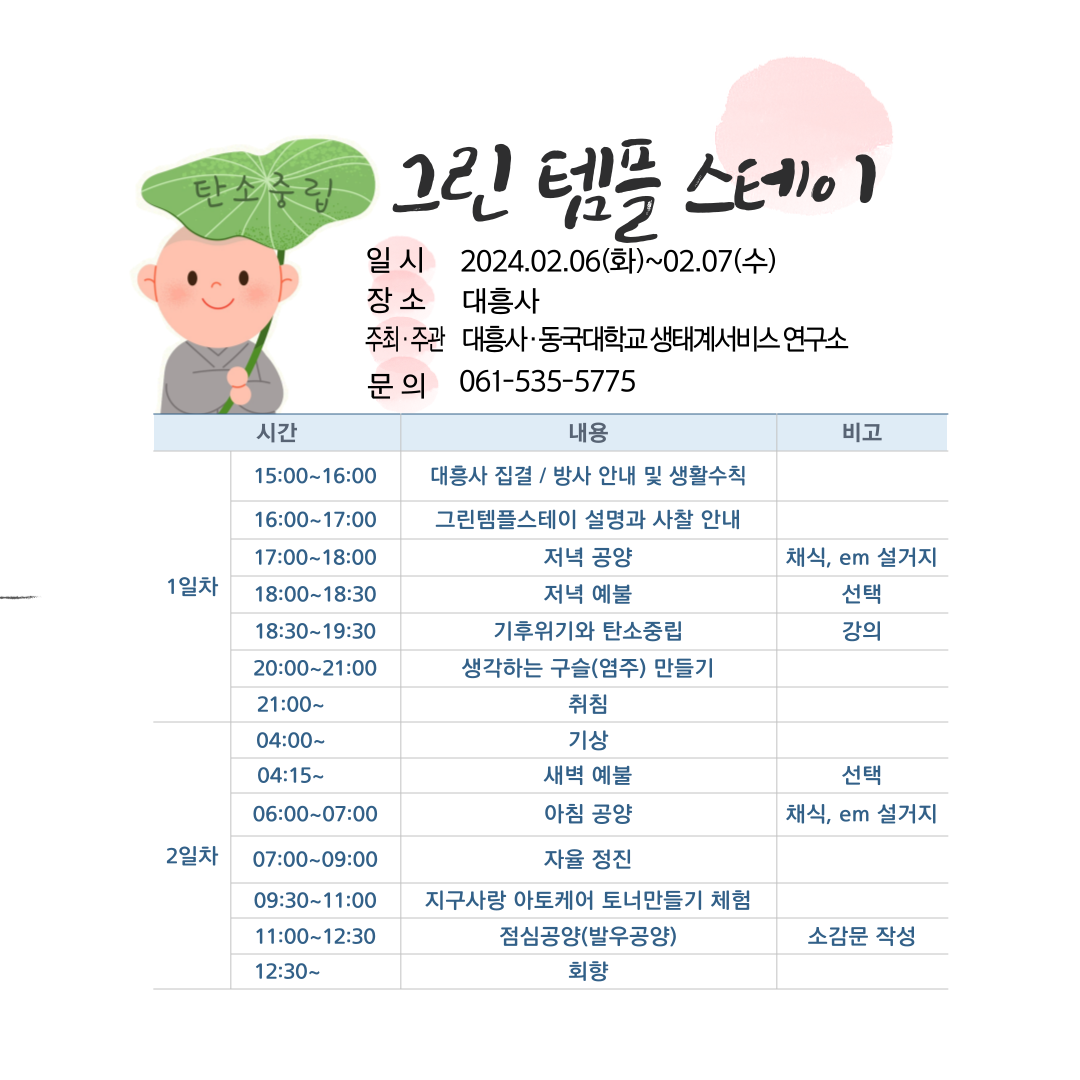 해남 대흥사, 탄소중립 캠페인 그린 템플스테이