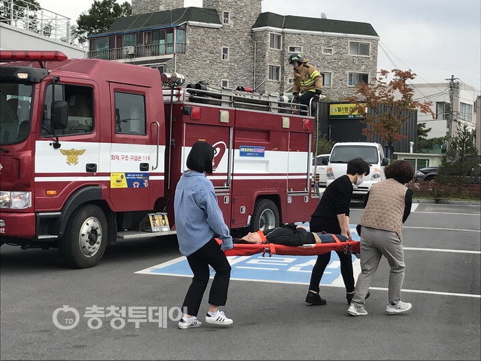 청주시 남일면·청주동부소방서 중앙119안전센터 합동훈련