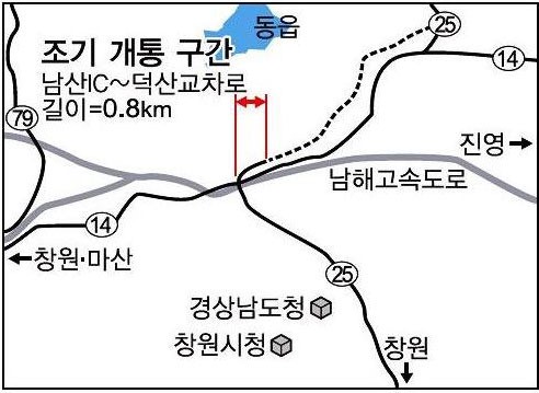 창원 동읍 남산IC∼덕산교차로 3일 개통