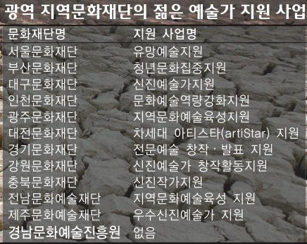 광역 문화재단 중 경남만 예술인 양성정책 전무