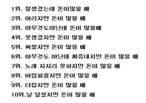 여자가 반하는 남자 순위, 잘생기건 못생기건 돈 많은 남자