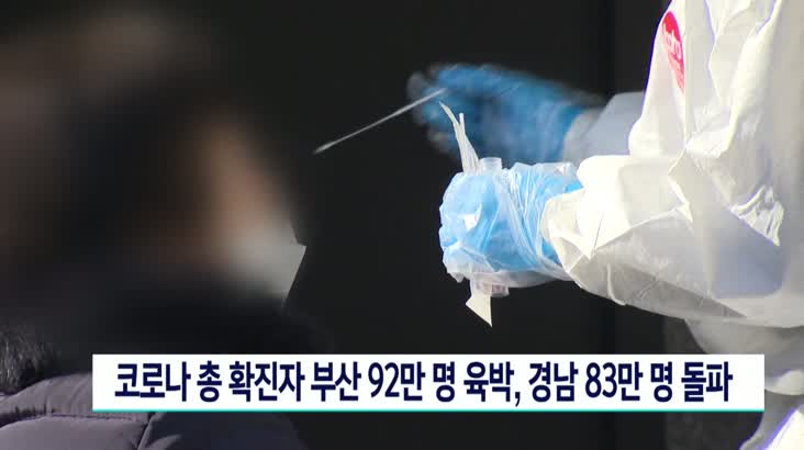 코로나 총 확진자 부산 92만명 육박, 경남 83만명 돌파