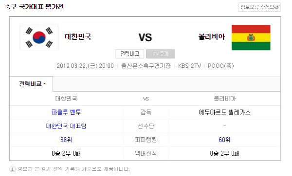 한국 볼리비아 & 일본 콜롬비아 축구중계는 어디서? 피파랭킹은?