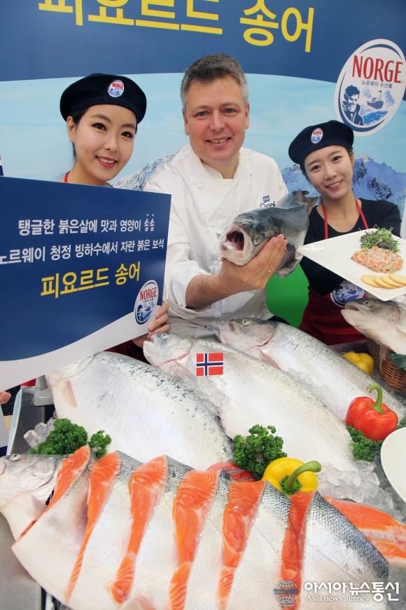 노르웨이산 송어회 맛보세요