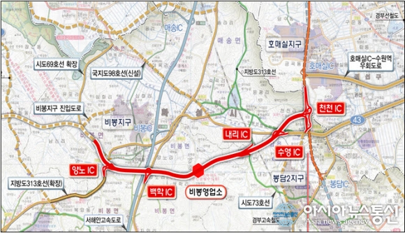 비봉~매송 간 도시고속도로 7월 1일 개통