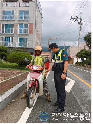 해남경찰서 읍내지구대, 이륜차 교통사고 예방 홍보 나서