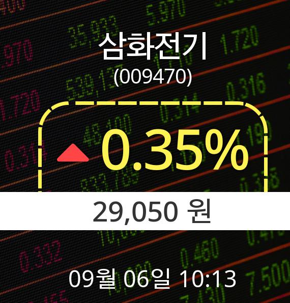 [증시현황] 6일 삼화전기주가 오전 10시 13분 29,050원