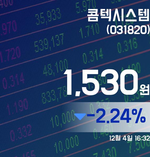 콤텍시스템주가 1,530원으로 종료