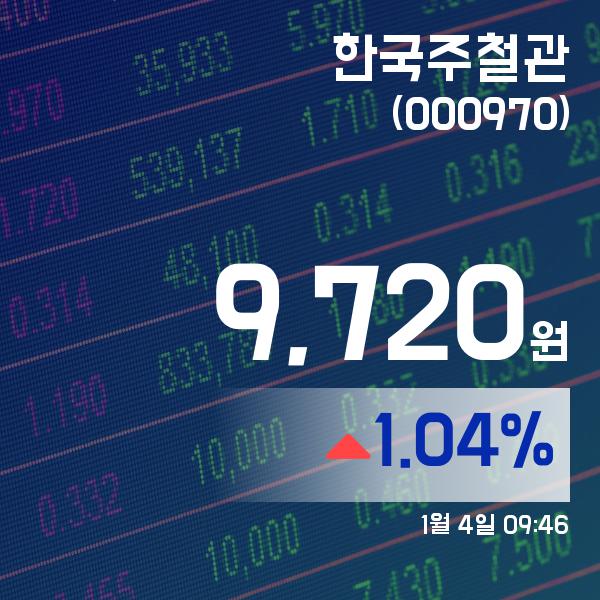 (국내주식시장주가) 4일 한국주철관주가 9,720원