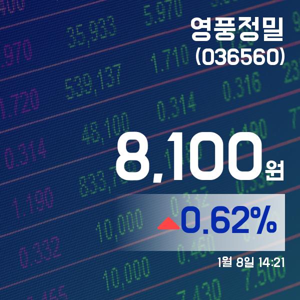 (국내주식시장주가) 8일 영풍정밀주가 8,100원