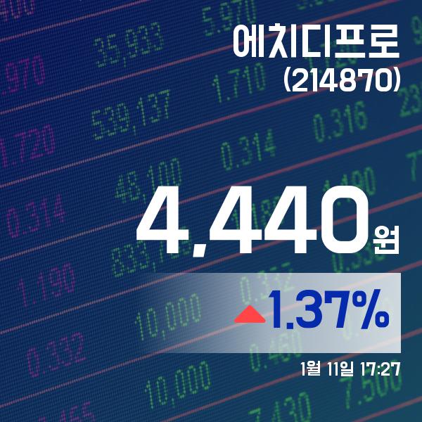 (주식실황) 11일 에치디프로주가 4,440원