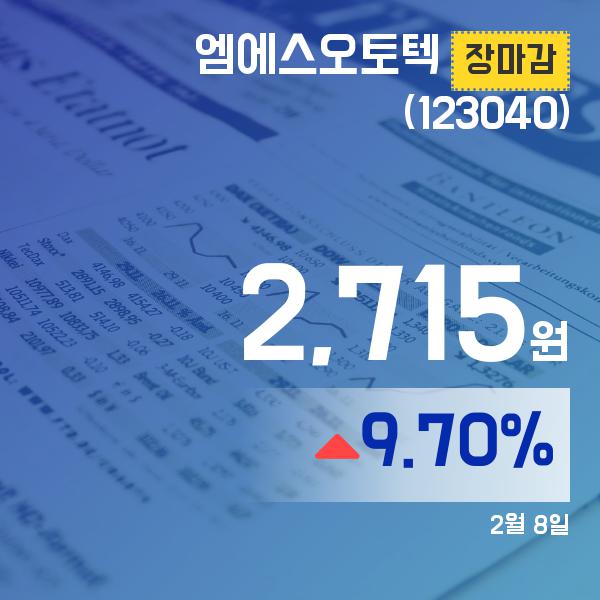 8일 엠에스오토텍주가 2,715원 마감해