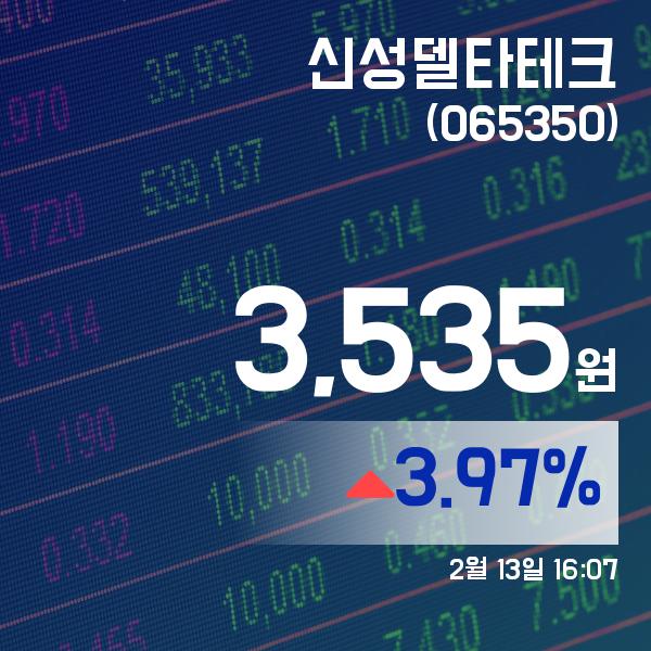(증시보고) 13일 신성델타테크증시현황 3,535원