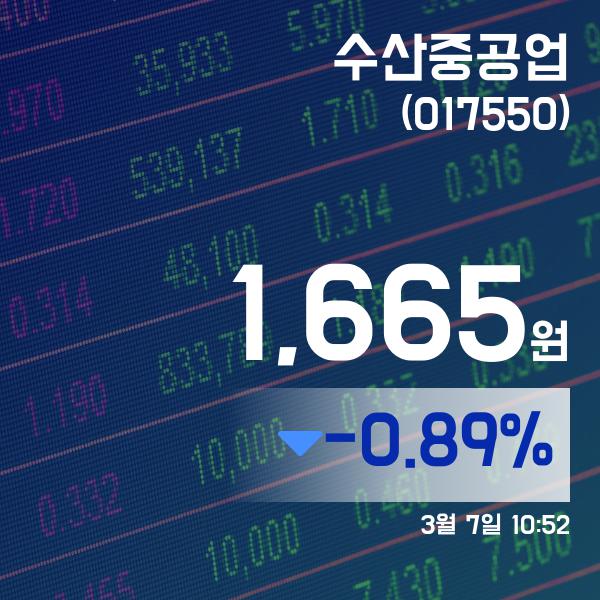(종목상세정보) 7일 수산중공업거래가격 1,665원