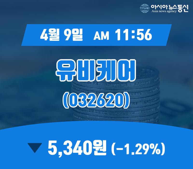 (국내주식시장주가) 9일 유비케어주가 5,340원
