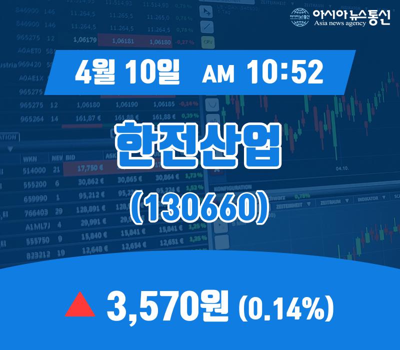 (증시현황) 10일 한전산업 증시현황 3,570원