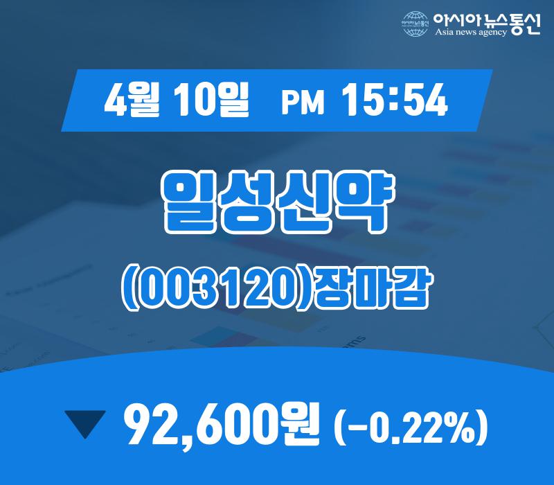 10일 일성신약 주가 92,600원 장 마쳐