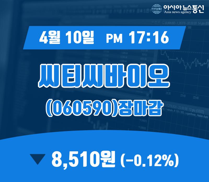 (장종리포트) 10일 마감 씨티씨바이오 주가 8,510원으로 종료