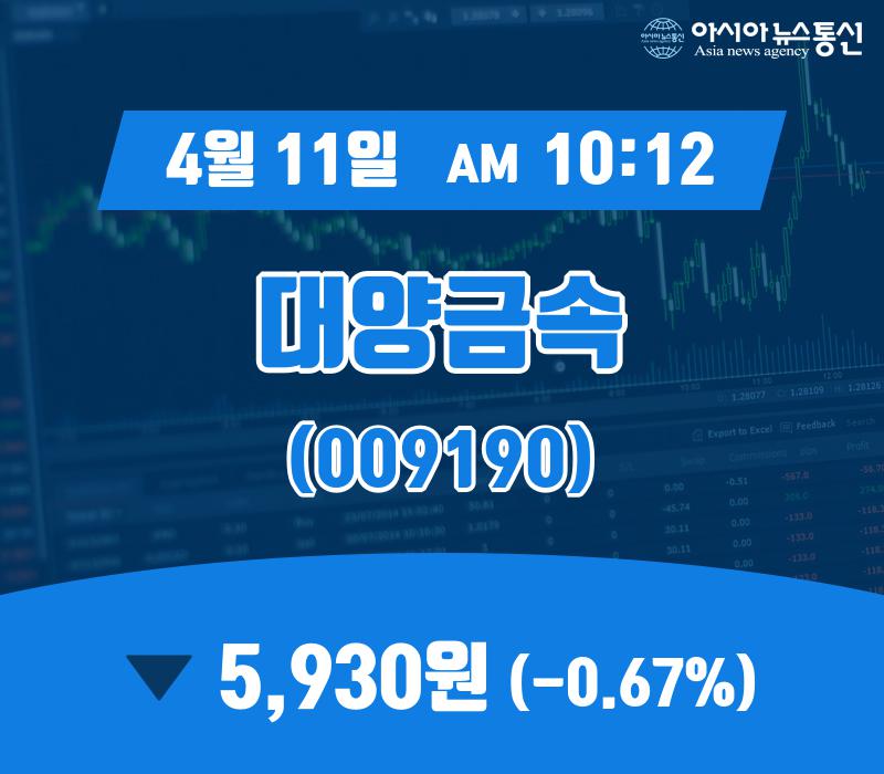 (종목추적) 11일 대양금속 현재가격 5,930원