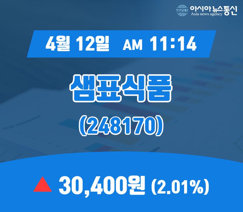 (장중시세) 12일 샘표식품 주가 30,400원