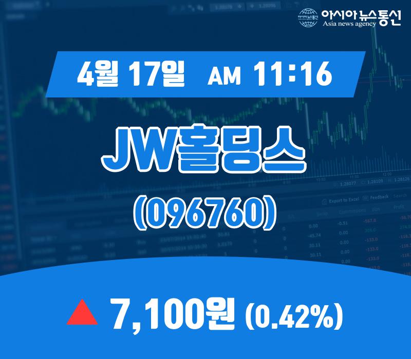 (국내주식시장주가) 17일 JW홀딩스 현재주가 7,100원