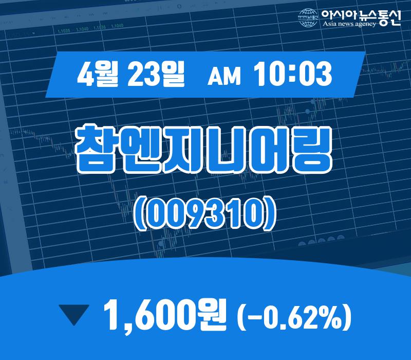 (국내주가정보) 23일 참엔지니어링 현재가격 1,600원