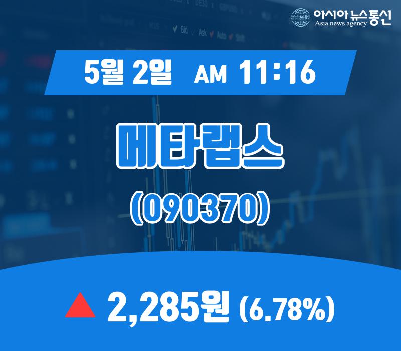 (주식실황) 2일 메타랩스 주가 2,285원