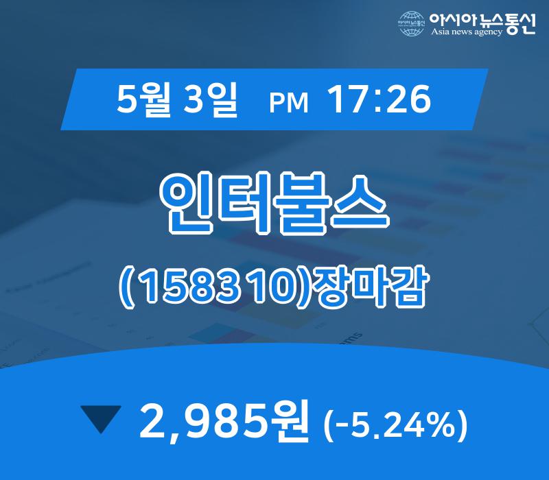3일 인터불스 주가 2,985원으로 장 마감