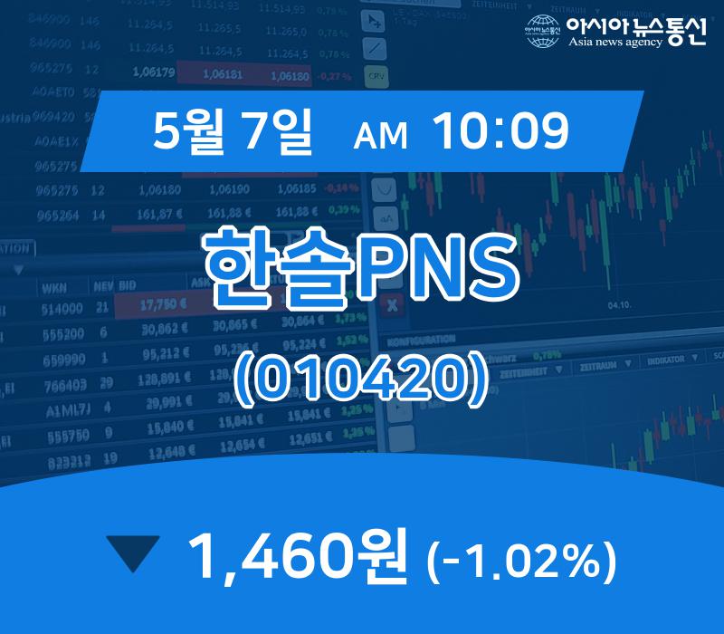 (국내주가정보) 7일 한솔PNS 현재 주식 거래가격 1,460원