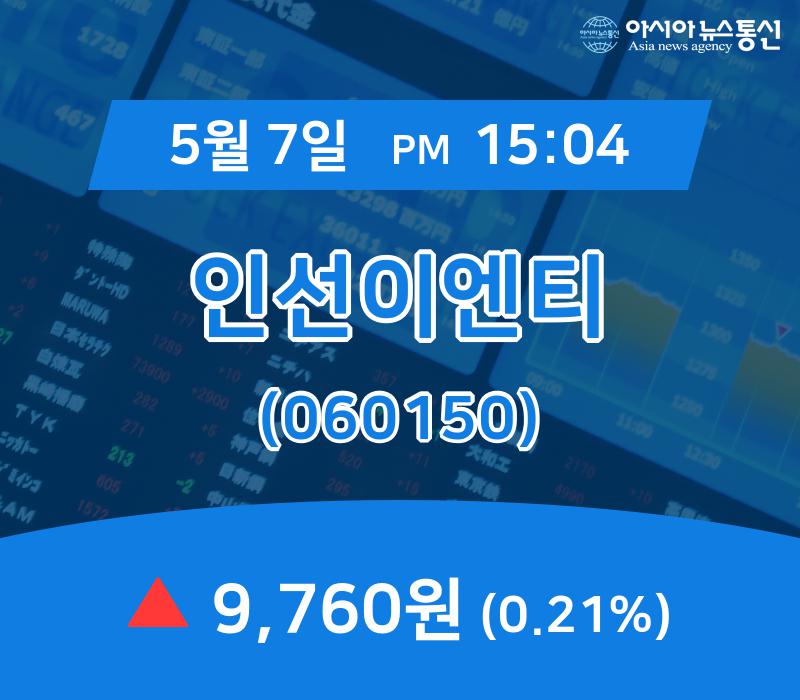 (증시보고) 7일 인선이엔티 현재 주식 거래가격 9,760원