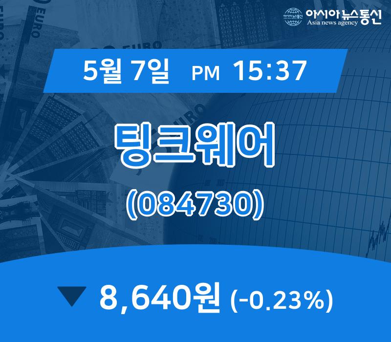 (장중시세) 7일 팅크웨어 거래가격 8,640원